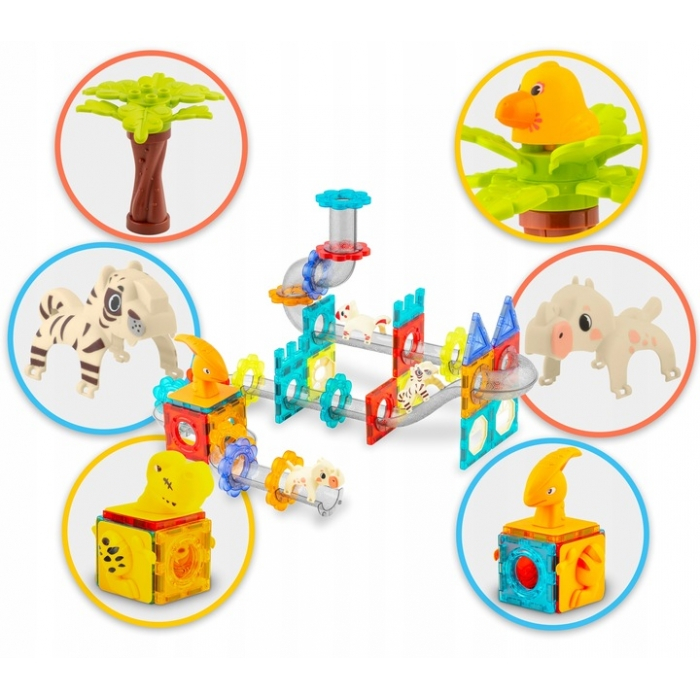 Blocuri magnetice cu tobogan, 153 elemente, Dinozauri Ricokids RK-764 [4]
