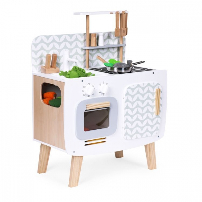 Bucatarie din lemn pentru copii cu accesorii, 58 x 29 x 73 cm, Ecotoys W10C863 [1]