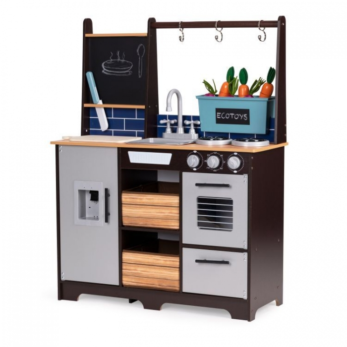 Bucatarie din lemn pentru copii cu accesorii, 74 x 29.5 x 96 cm, Ecotoys TL40030 [1]