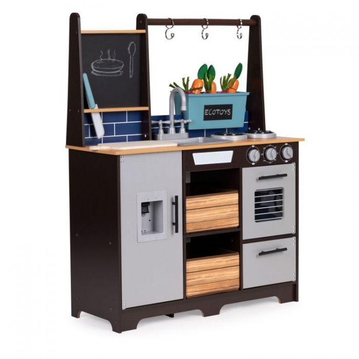 Bucatarie din lemn pentru copii cu accesorii, 74 x 29.5 x 96 cm, Ecotoys TL40030 [2]