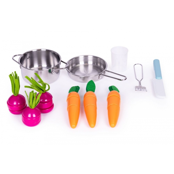 Bucatarie din lemn pentru copii cu accesorii, 74 x 29.5 x 96 cm, Ecotoys TL40030 [9]