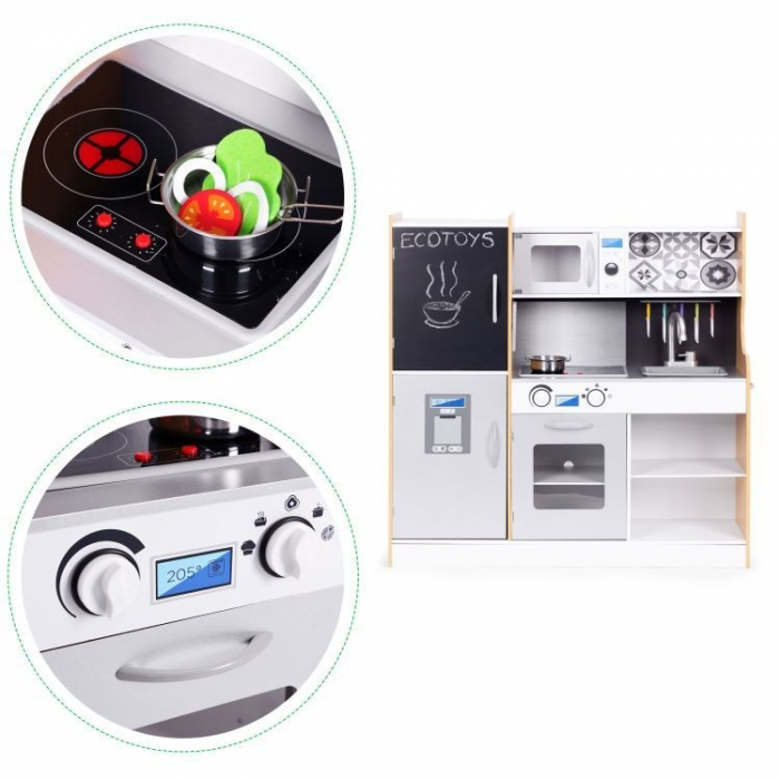 Bucatarie din lemn pentru copii cu accesorii, 90.3 x 31 x 90 cm, Ecotoys TL053001 [7]
