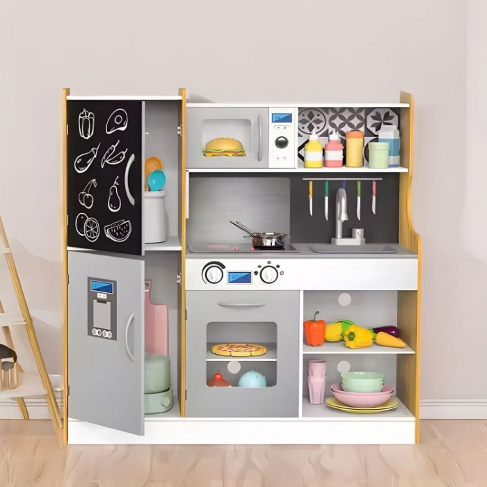 Bucatarie din lemn pentru copii cu accesorii, 90.3 x 31 x 90 cm, Ecotoys TL053001 [6]
