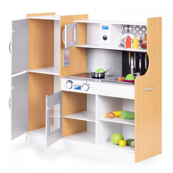 Bucatarie din lemn pentru copii cu accesorii, 90.3 x 31 x 90 cm, Ecotoys TL053001 [2]