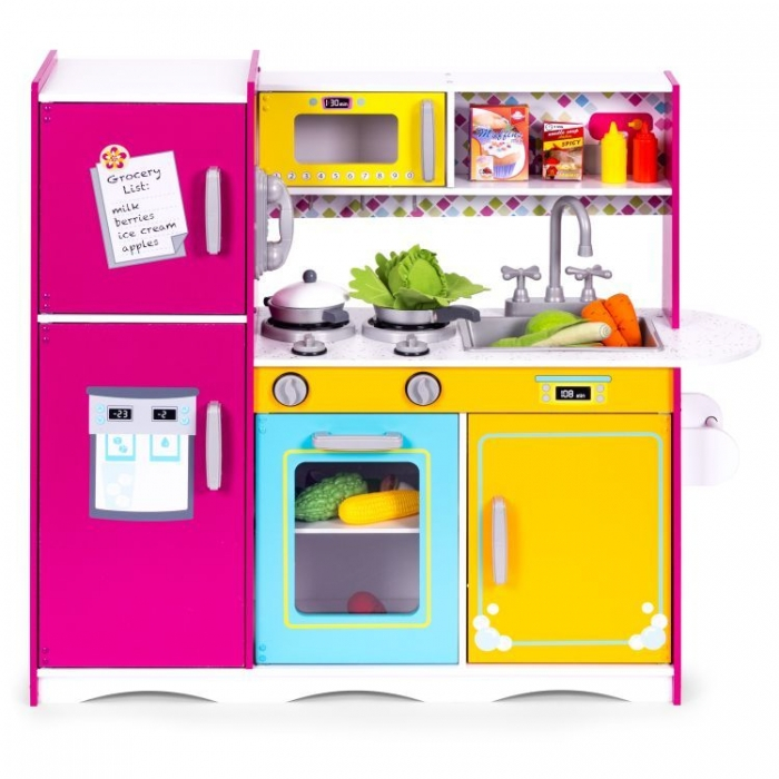 Bucatarie din lemn pentru copii cu accesorii, 92 x 29.5 x 83 cm, Ecotoys TL40027 [4]