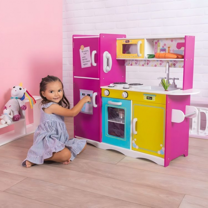 Bucatarie din lemn pentru copii cu accesorii, 92 x 29.5 x 83 cm, Ecotoys TL40027 [7]