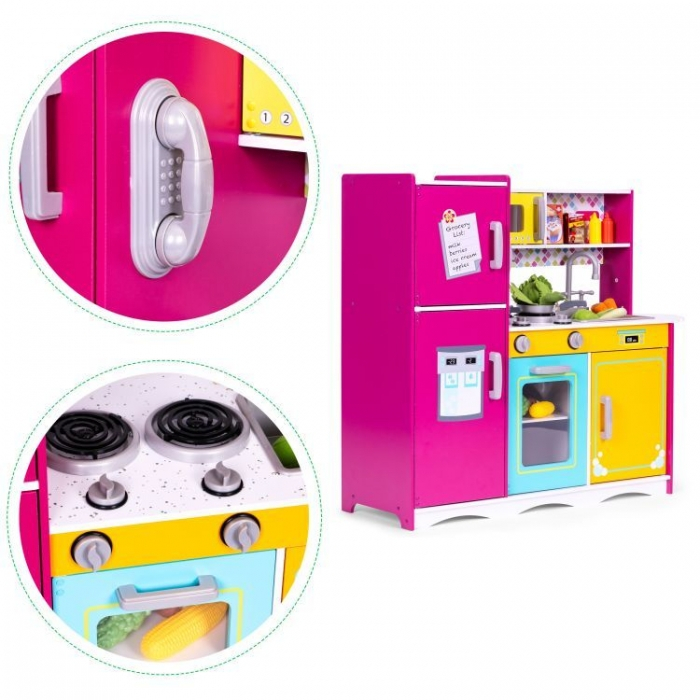 Bucatarie din lemn pentru copii cu accesorii, 92 x 29.5 x 83 cm, Ecotoys TL40027 [5]