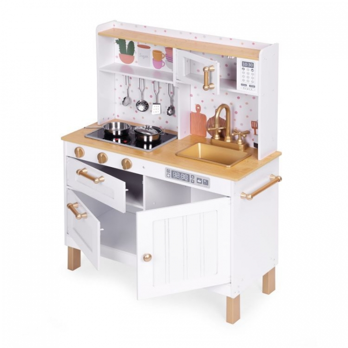 Bucatarie mare din lemn pentru copii cu accesorii, 70 x 30 x 93.5 cm, Ecotoys 7275 [3]