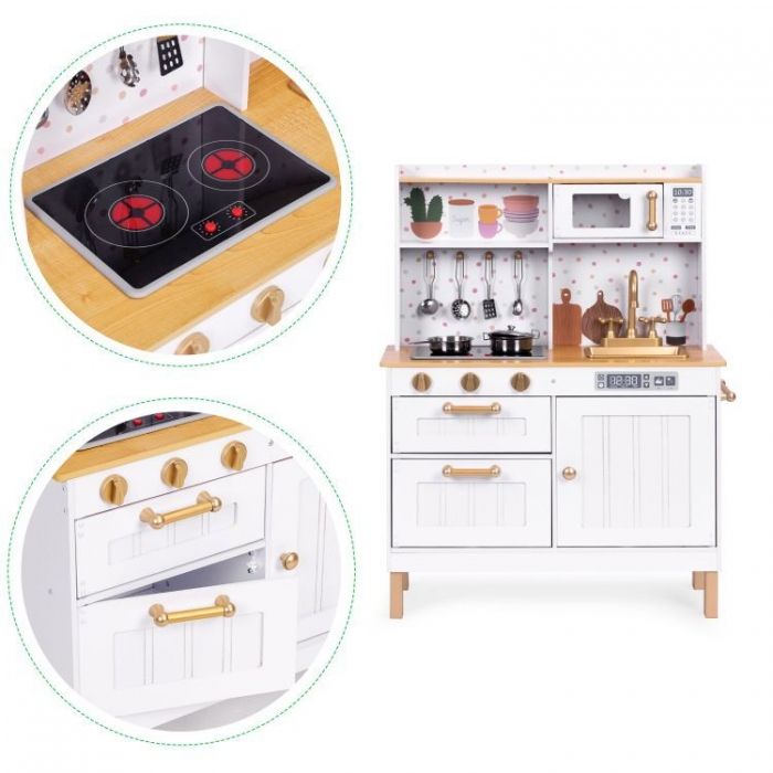 Bucatarie mare din lemn pentru copii cu accesorii, 70 x 30 x 93.5 cm, Ecotoys 7275 [5]