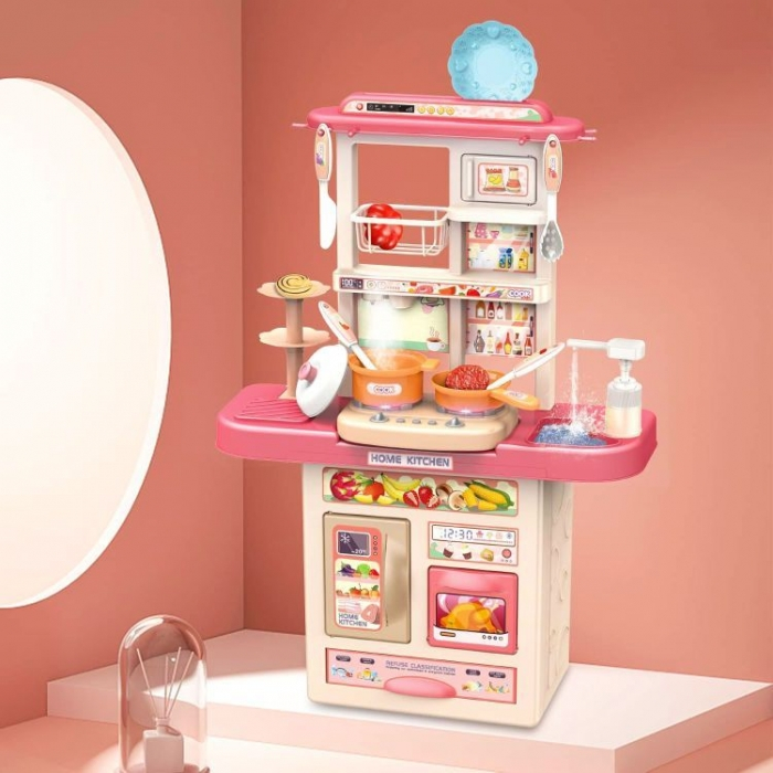 Bucatarie pentru copii cu sunete si accesorii Ecotoys 65T-2 - Roz [4]