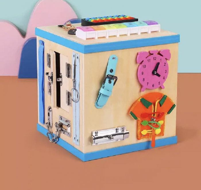 Busy Board Cub Educational Interactiv din Lemn [2]