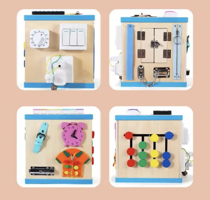 Busy Board Cub Educational Interactiv din Lemn [3]