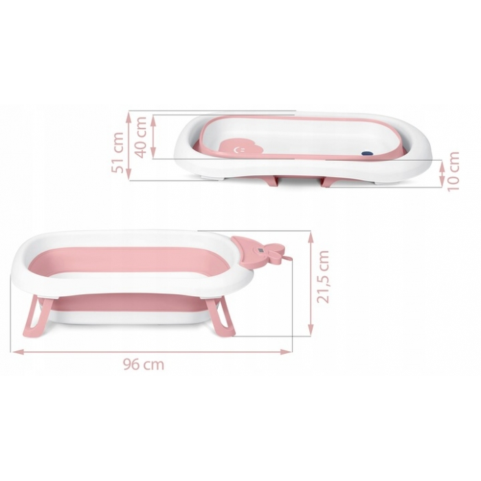 Cadita de baie cu dop de scurgere si termometru Ricokids RK-282 - Roz [2]