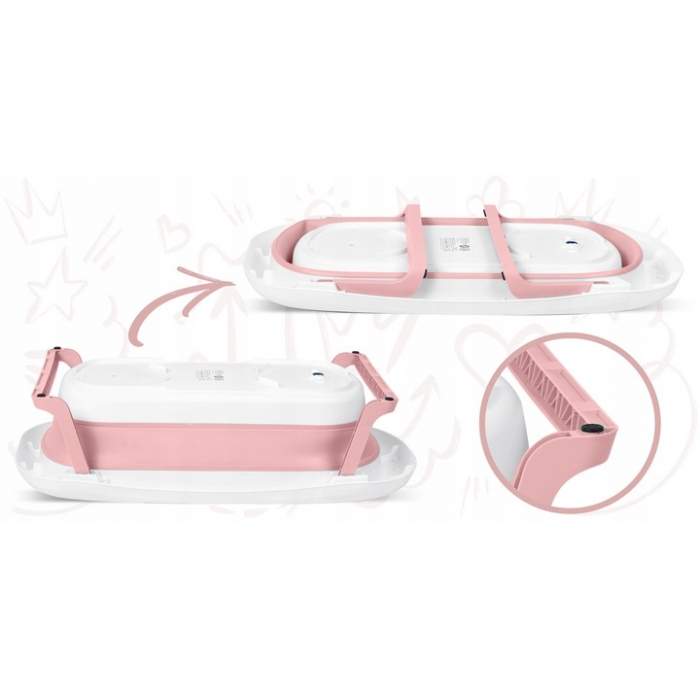 Cadita de baie cu dop de scurgere si termometru Ricokids RK-282 - Roz [5]