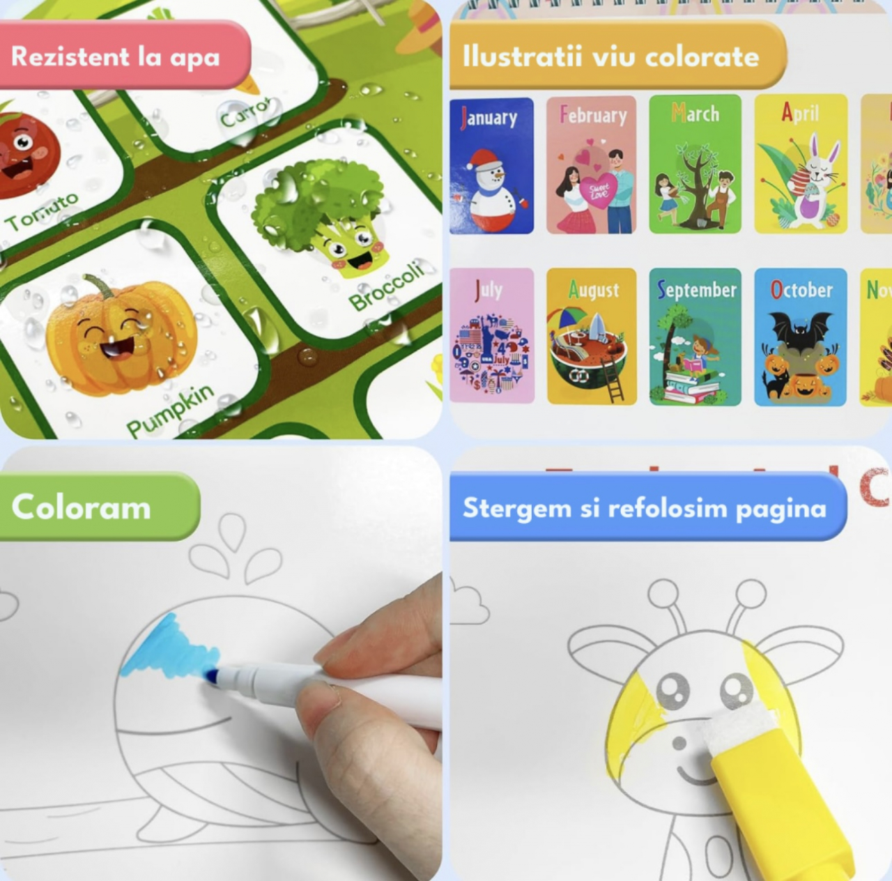 Carte cu activitati educative si Stickere reutilizabile in limba engleza [4]