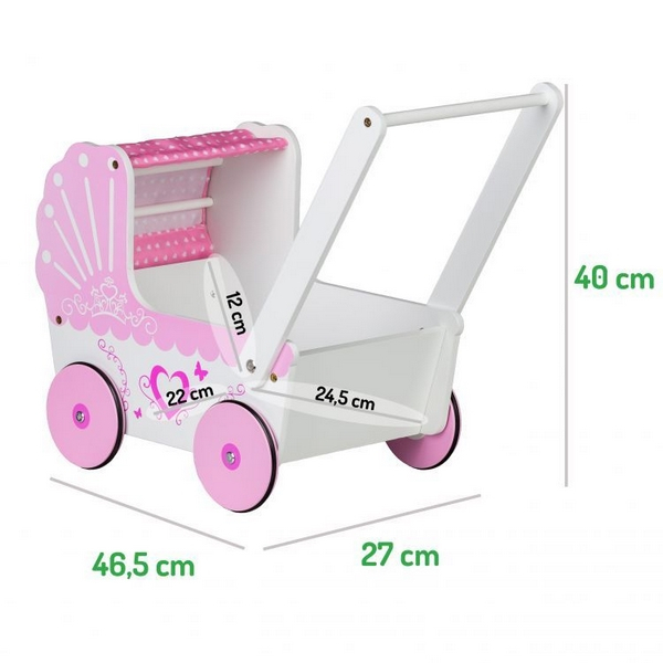 Carucior de papusi din lemn TT003 Ecotoys - Roz [5]