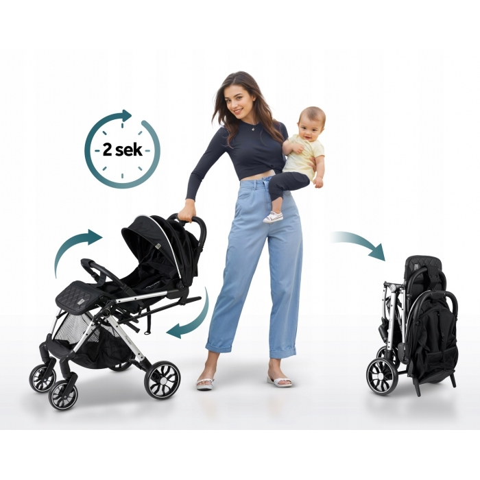 Carucior sport pentru copii, 78 x 33 x 104 cm, Nukido Paseo 716000 - Negru [10]