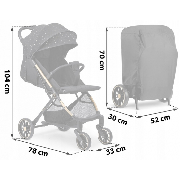 Carucior sport pentru copii, 78 x 33 x 104 cm, Nukido Paseo 716001 - Negru cu auriu [13]