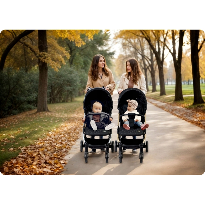 Carucior sport pentru copii, 78 x 33 x 104 cm, Nukido Paseo 716001 - Negru cu auriu [12]