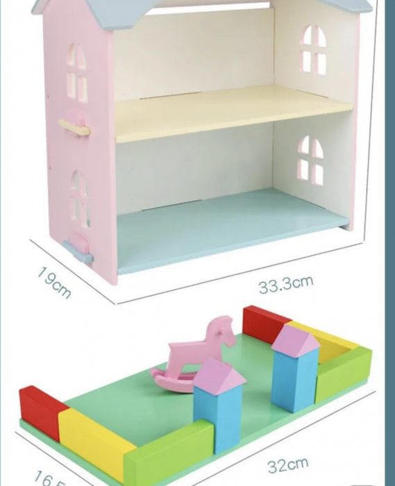 Casa de papusi din lemn, 33 cm, utilata si mobilata [4]