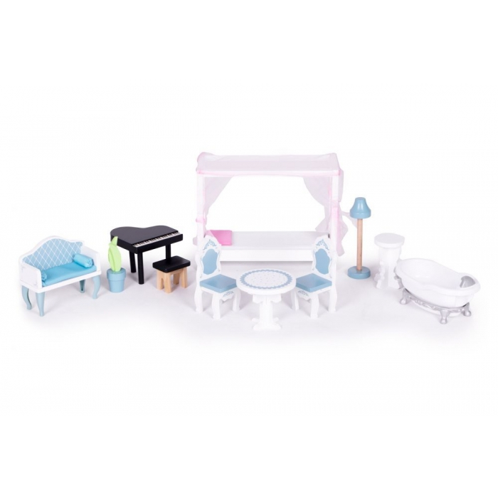 Casuta de papusi din lemn cu 3 etaje si mobilier Ecotoys 8106 [9]