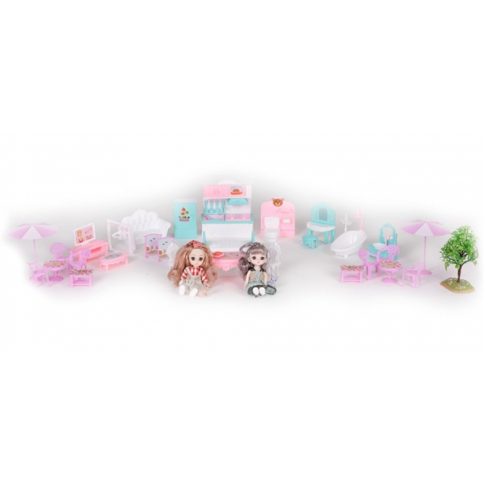 Casuta pentru papusi cu mobilier, gradina si LED-uri Ecotoys HC507637 [4]