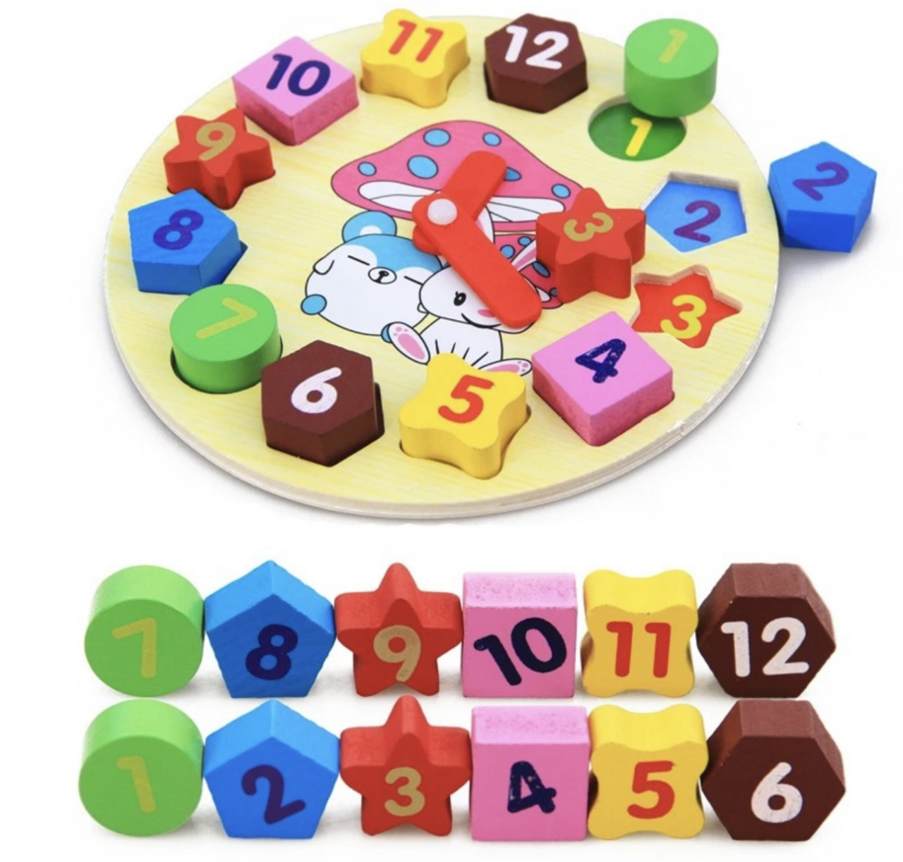 Ceas puzzle din lemn Montessori DIGITAL GEOMETRY CLOCK [3]