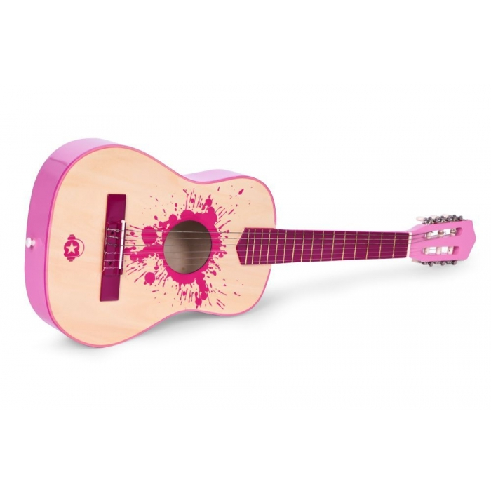 Chitara din lemn cu 6 corzi pentru copii, 86 x 31 cm, Ecotoys HX18026-34 - Roz [4]