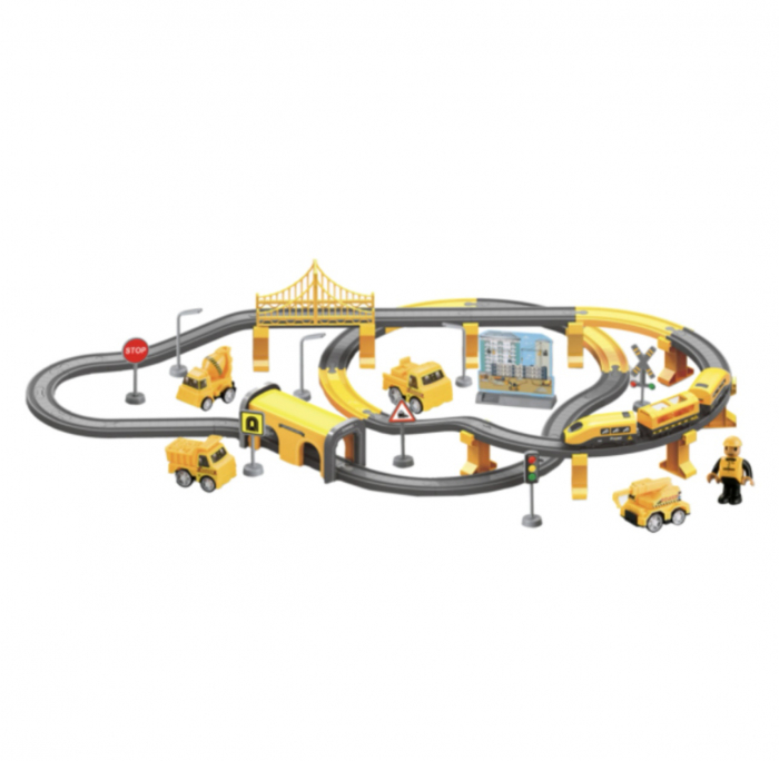 Circuit Tren electric cu Vehicule constructii pentru copii [4]