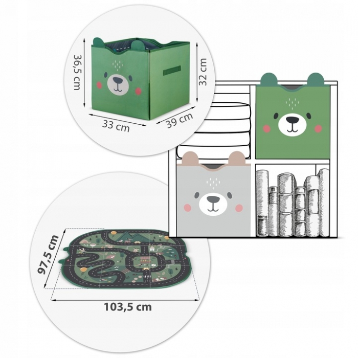 Cos de depozitare 2 in 1 cu salteluta de joaca pentru copii Nukido - Verde [6]