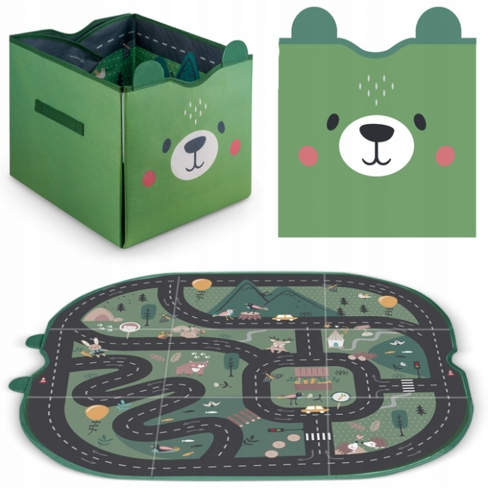 Cos de depozitare 2 in 1 cu salteluta de joaca pentru copii Nukido - Verde [1]