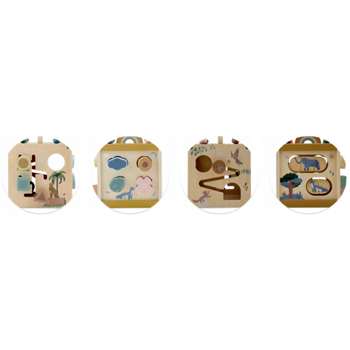 Cub educational din lemn cu diverse activitati, 15.5 x 17 cm, Nukido NK-861 [3]