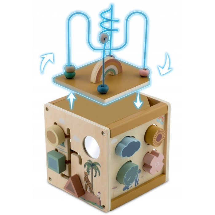 Cub educational din lemn cu diverse activitati, 15.5 x 17 cm, Nukido NK-861 [5]