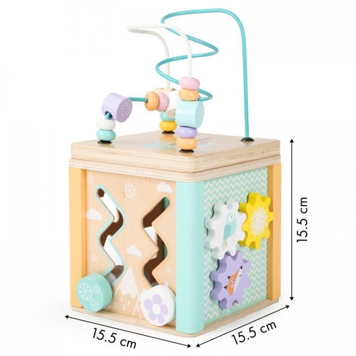 Cub educational din lemn cu labirint si sortator Ecotoys HM015472 [7]