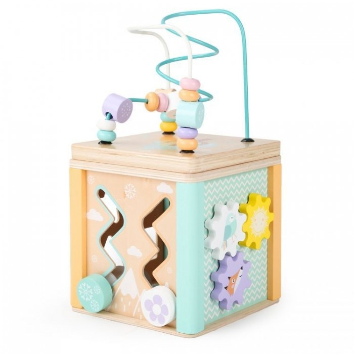 Cub educational din lemn cu labirint si sortator Ecotoys HM015472 [2]