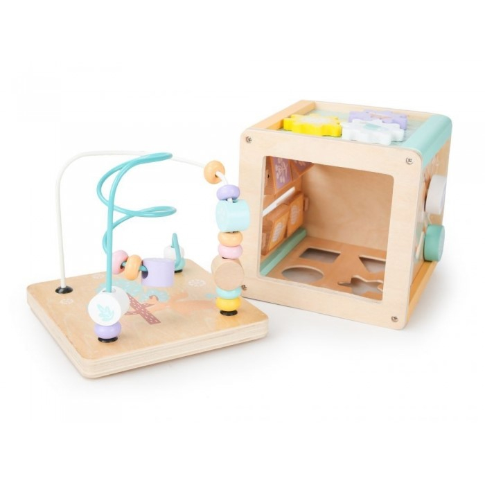 Cub educational din lemn cu labirint si sortator Ecotoys HM015472 [5]