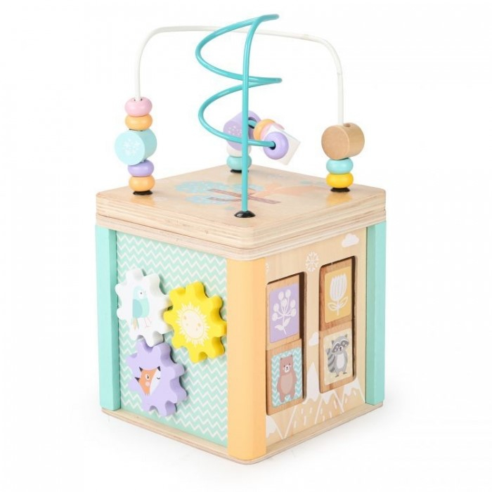 Cub educational din lemn cu labirint si sortator Ecotoys HM015472 [3]
