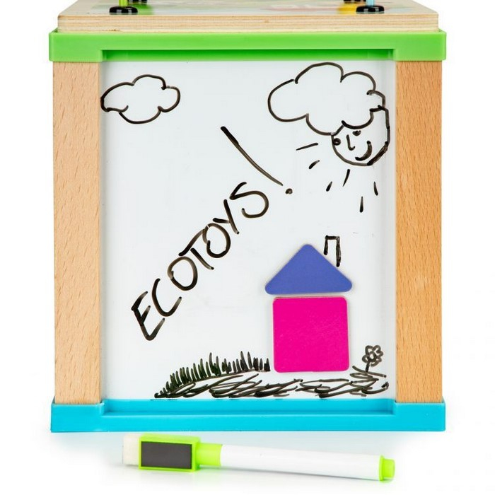 Cub educational din lemn cu tabla Ecotoys HM015470 [2]