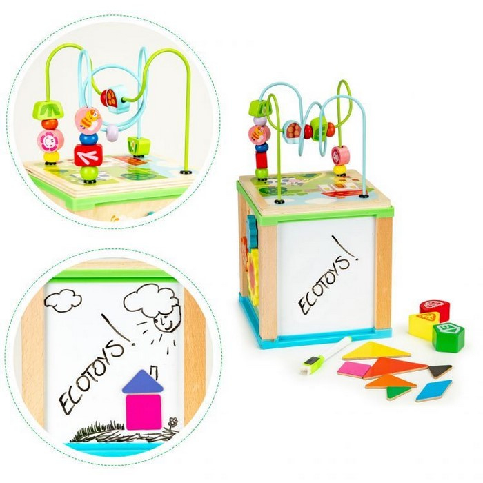 Cub educational din lemn cu tabla Ecotoys HM015470 [9]