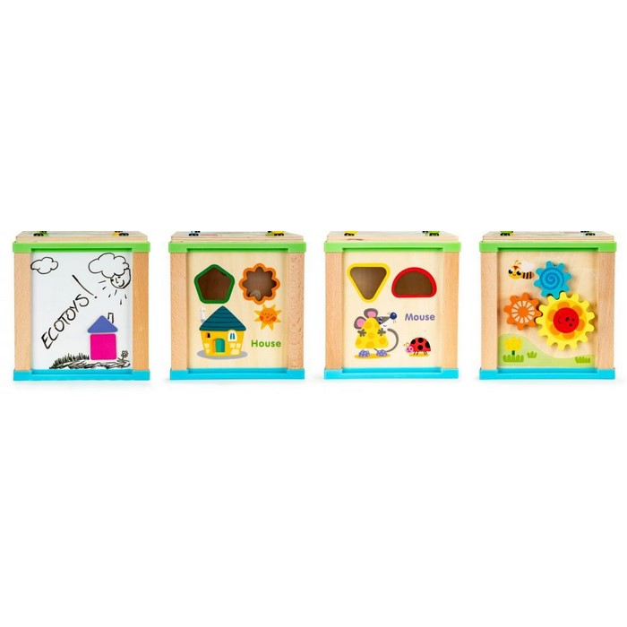 Cub educational din lemn cu tabla Ecotoys HM015470 [7]