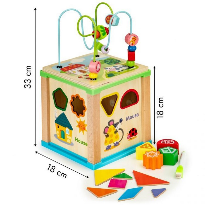 Cub educational din lemn cu tabla Ecotoys HM015470 [8]