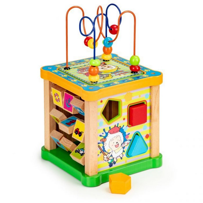 Cub educational din lemn cu tabla Ecotoys HM015473 [3]