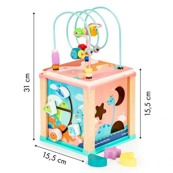Cub educational din lemn Ecotoys Dino HM015471 [10]