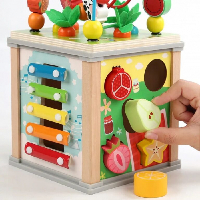Cub Educativ bebe, din lemn cu 10 in 1 activitati [4]