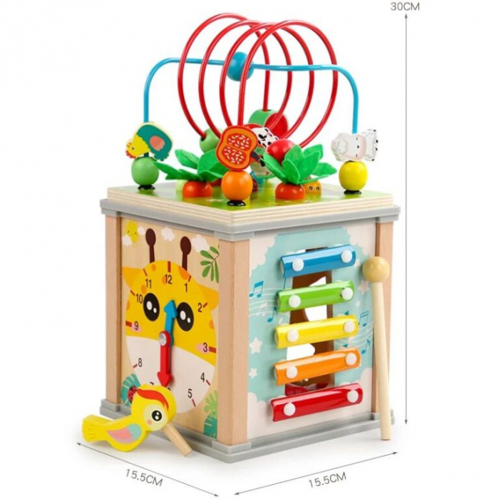 Cub Educativ bebe, din lemn cu 10 in 1 activitati [2]