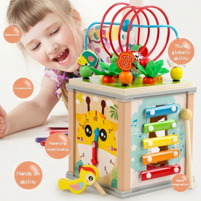 Cub Educativ bebe, din lemn cu 10 in 1 activitati [3]