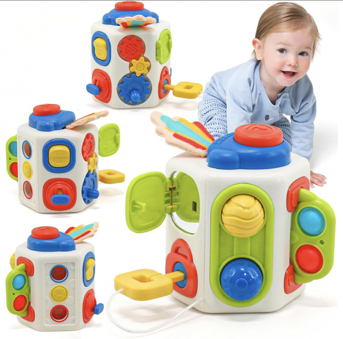 Cub senzorial colorat pentru bebe Busy Cube [2]
