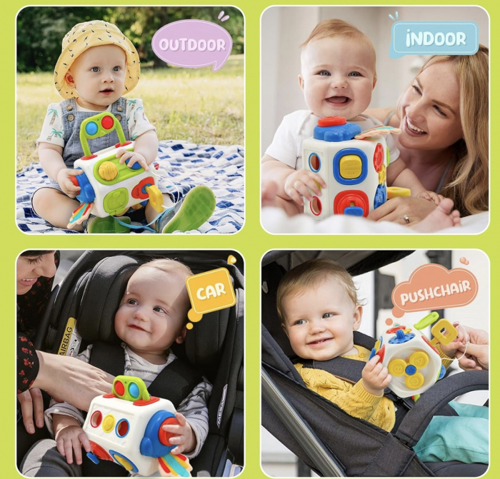 Cub senzorial colorat pentru bebe Busy Cube [3]