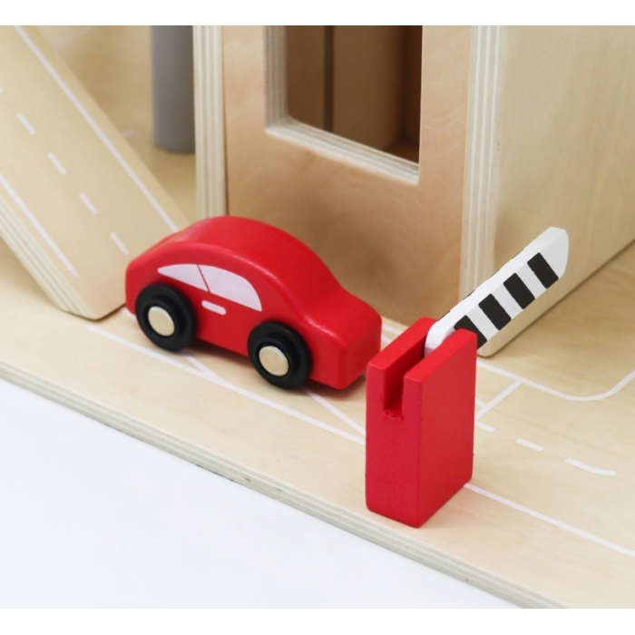 Garaj tip parcare, din lemn, pentru masinute cu lift si masinute Ecotoys W04B047B [5]