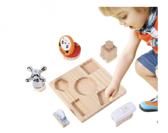 Joc de tip Montessori cu 5 activitati, Busy Bord cu robinet, 3 ani+ [4]